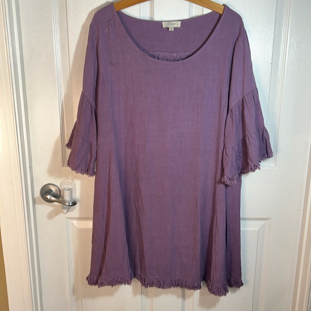 Umgee Lavender Purple Flutter Sleeve Tunic